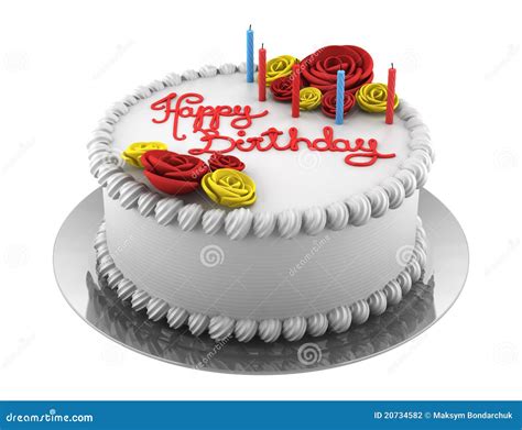 Round Birthday Cake With Candles Isolated On White Stock Photography