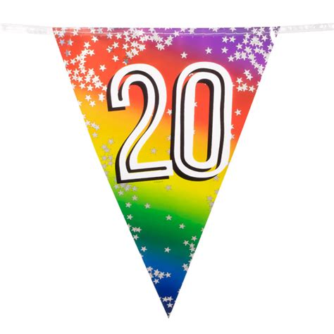 GUIRLANDE JOYEUX ANNIVERSAIRE 20 ANS FANION MULTICOLORE 6M GUIRLANDE