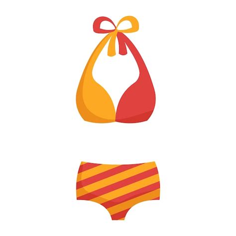 Traje de baño amarillo y rojo dividido con rayas rojas en bikini para la playa y la piscina