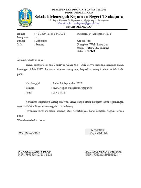 Surat Panggilan Orang Tua Pdf