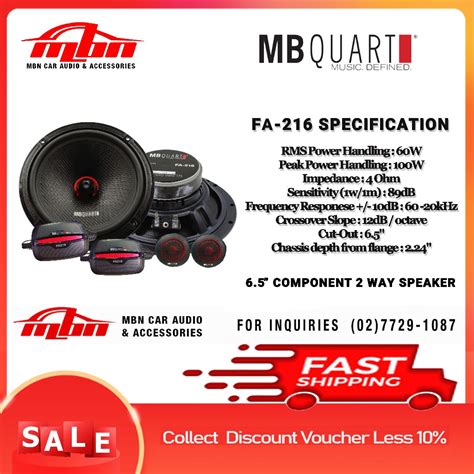 MB QUART FORMULA SERIES 6 5 COMPONENT 200W Peak FA 216 COAXIAL