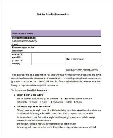 Free Sample Workplace Risk Assessment Forms In Pdf Ms Word