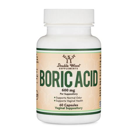Boric Acid Suppositories (600mg Vaginal Suppository, 60 Count