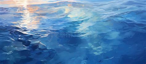 Pintura De Una Persona Nadando En El Océano Azul Eléctrico Stock De