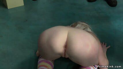 Gagged Blonde Is Fucked In Public Shop