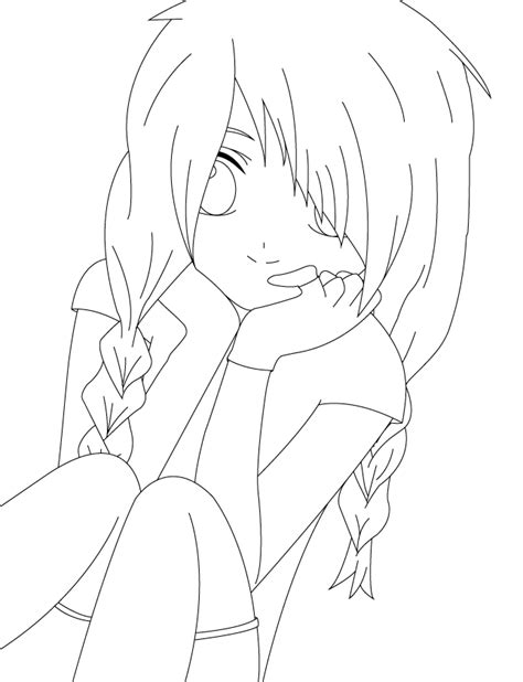 Anime Girl Lineart By Sannyvampire By Sannyvampire On Deviantart