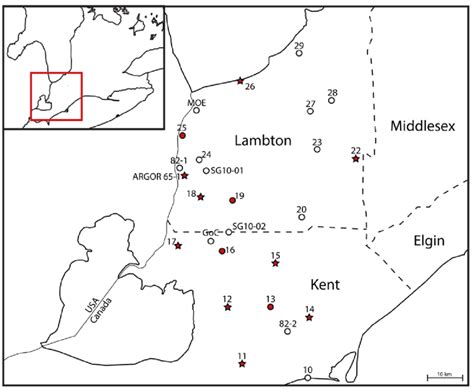 1: A map showing the boundaries of the counties in southwestern Ontario ...