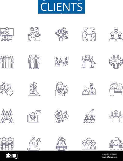 clients  icons signs set design collection  customers patrons