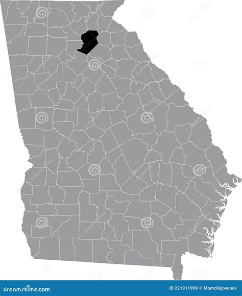 Location Map of the Hall County of Georgia, USA Stock Vector