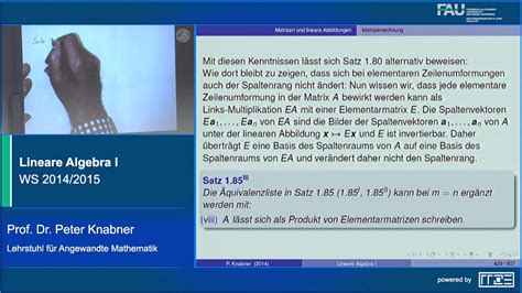 Lineare Algebra I Vorlesung 18 Matrizenrechnung YouTube