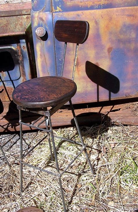 Buy Hand Made Reclaimed Douglas Fir Swivel Bar Stools With Rebar Legs