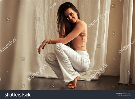 Sexy Cute Brunette Posing Studio Stock Photo Shutterstock