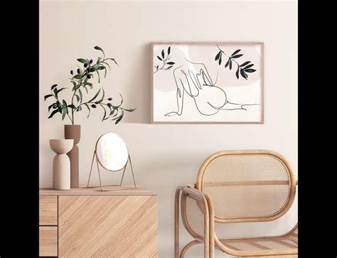 Abstract Single Line Woman Art Minimal Nude Printable Art Erotic One Line Art Boho Wall Decor