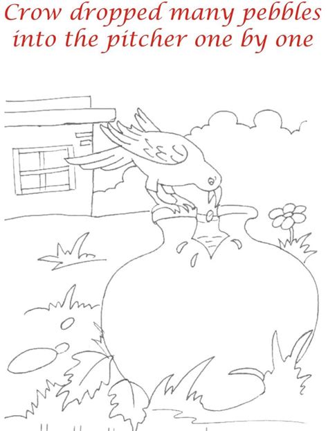Thirsty Crow Story Coloring Page For Kids 9
