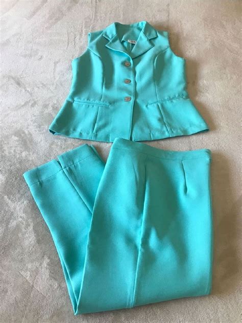 Conjunto Retr Alfaiataria Azul Tiffany Terno Feminino Nunca Usado