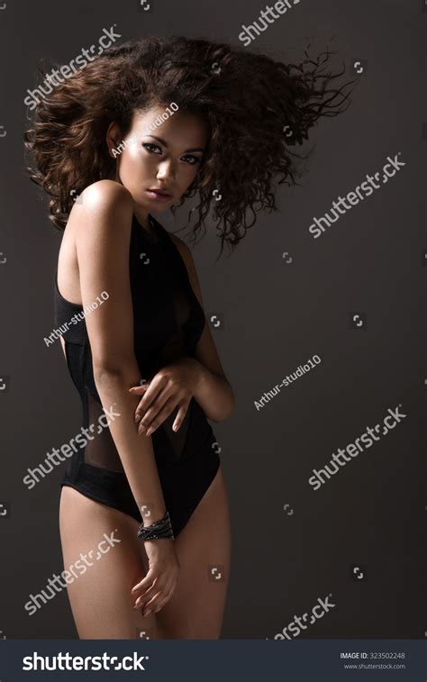 Afro Sexy Woman Posing Black Lingerie Stock Photo 323502248 Shutterstock