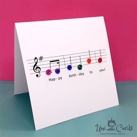 Happy Birthday Music Notes Card Handmade Card For Music Etsy