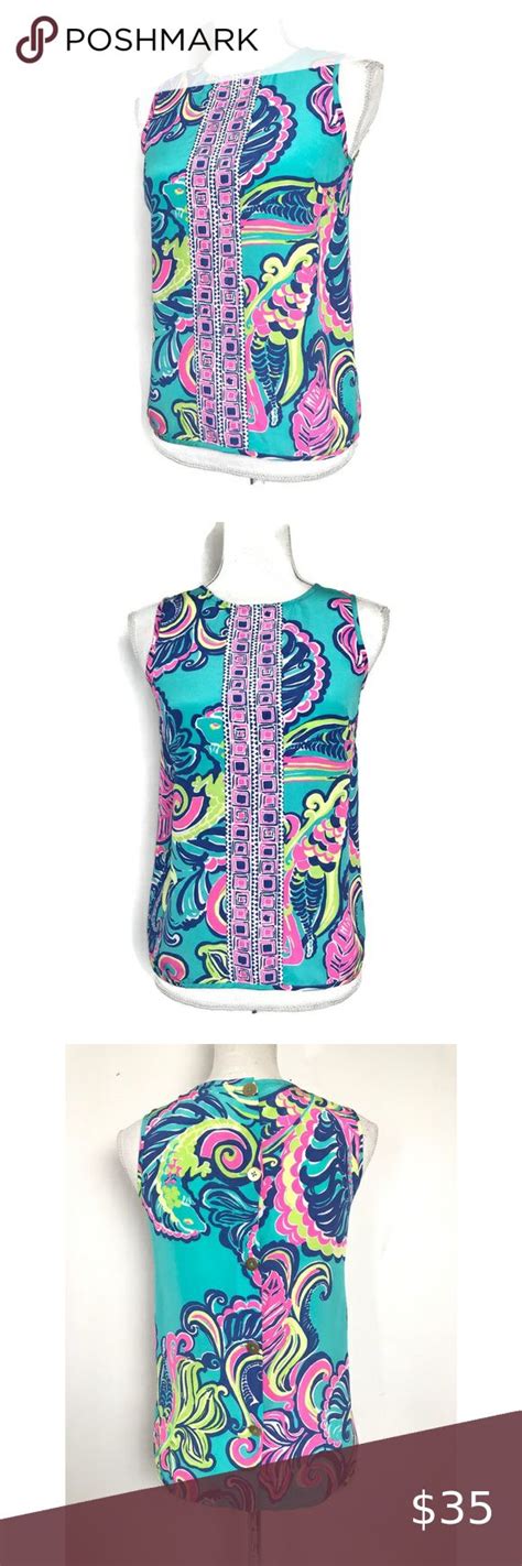 Lilly Pulitzer Silk Top Blue Pink Iona Tank Lilly Pulitzer Silk Top