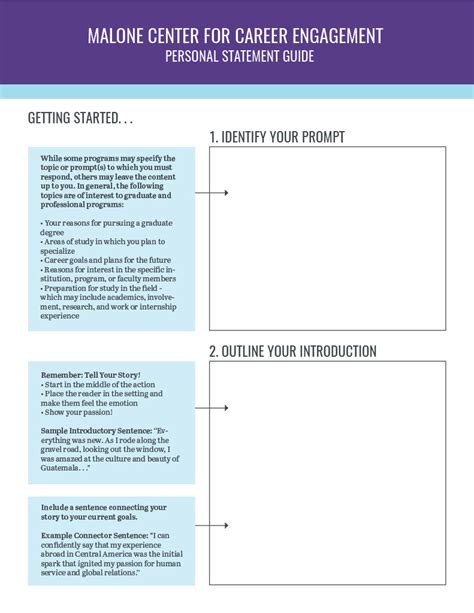 Personal Statement Guide And Worksheet Katiecareer Virtual Career Center