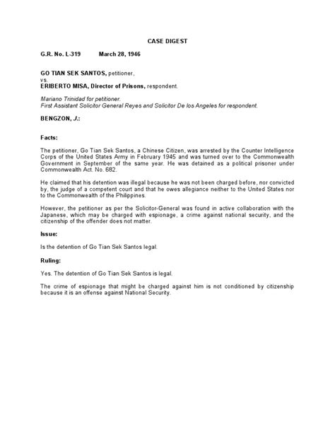 10.) 76 Phil 415 Santos vs. Misa | PDF