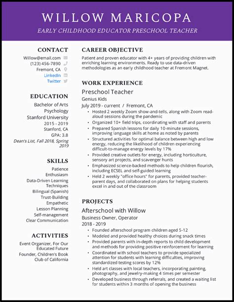 Resume Templates 2024 For Teachers Ranee Casandra