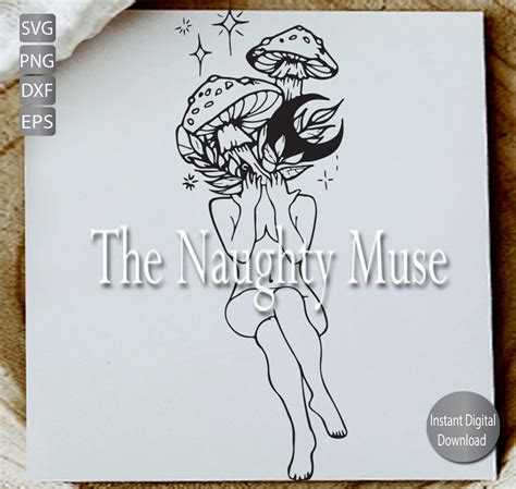 Boho Svg Mushroom Woman Svg Nude Floral Woman Fall Line Art Svg Png Eps Dfx Instant