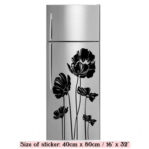 Elegant Poppy Refrigerator Fridge Sticker Vinyl Transfer Wall