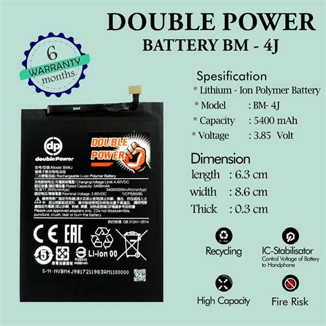 Jual Battery Double Power Baterai Redmi Note 8 Pro Seri Bm4j 5500mah