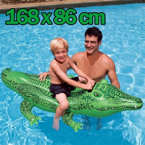 Пляжный матрас Крокодил Intex 168 х 86 см Зелёный надувной одноместный ...