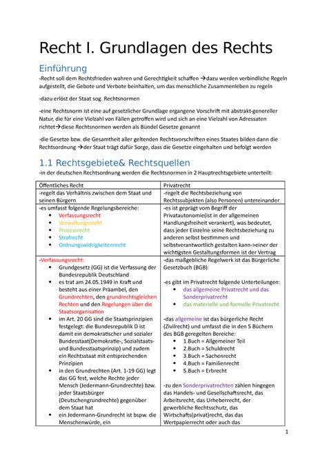 Recht I Grundlagen Des Rechts Recht I Grundlagen Des Rechts
