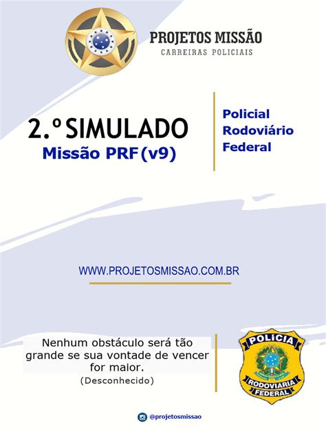 Simulado PRF: Prova Objetiva e Instruções | PDF | Ensino Superior | Força