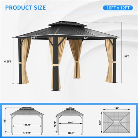 JolyDale 12 Ft W X 10 Ft D Metal Patio Gazebo Wayfair