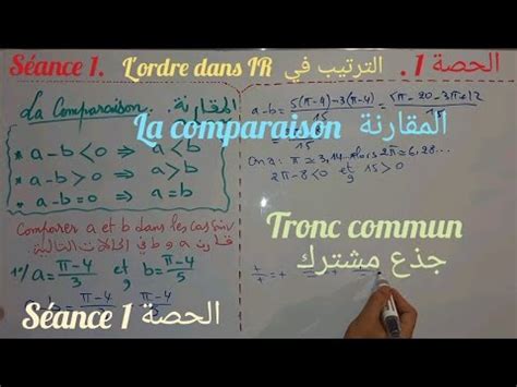 L ordre dans IR séance1 tronc commun 1الترتيب في جذع مشترك الحصة IR