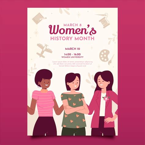 Free Vector Flat Womens History Month Poster Template