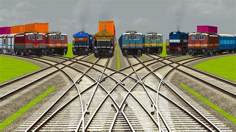 Trains Run On Bumpy Curve Forked Railroad Tracks Train Simulator