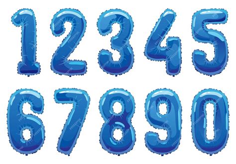 Premium Vector | Helium blue balloons numbers realistic design elements ...