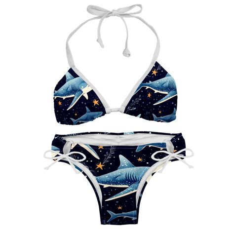 Starry Shark Stylish Bikini Set With Detachable Sponge And Adjustable