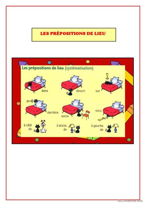 LES PRÉPOSITIONS DE LIEU dictionnair Français FLE fiches pedagogiques