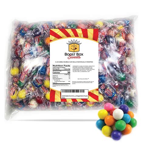 Dubble Bubble One Inch Gumballs Candy Coated Gum Individually Wrapped