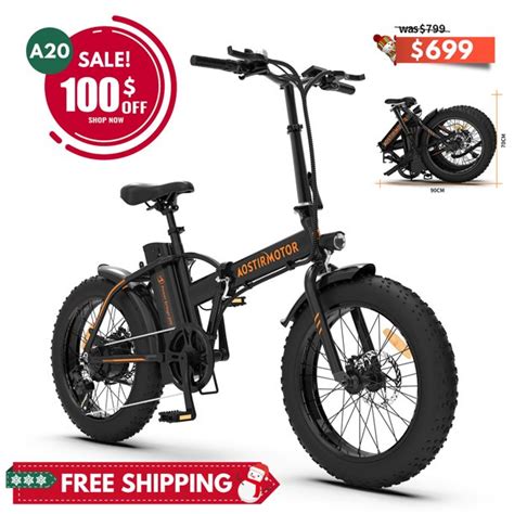 Aostirmotor Folding Electric Bike 20 Inch Fat Tire With 500w Motor 36v 13ah Removable Lithium