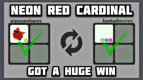 YAY BIG WIN FOR MY NEON RED CARDINAL Adopt Me Roblox YouTube