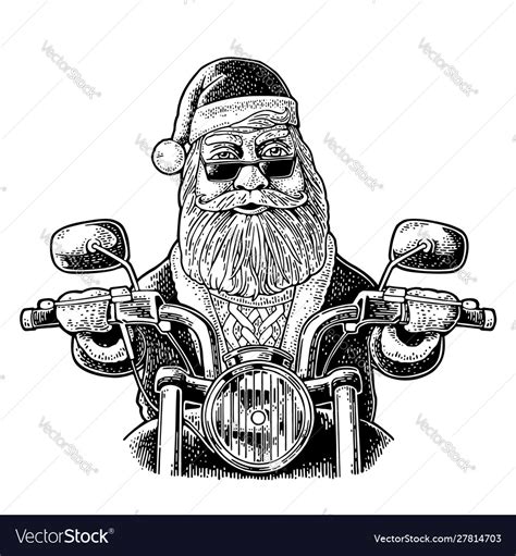 Santa Claus Riding A Motorcycle Vintage Royalty Free Vector