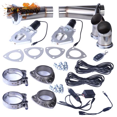 225 Inch Dual Remote Control Electric Exhaust Cutout Pipe Kit Y Header