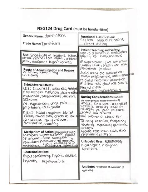 Nsg124 Drug Card Must Be Handwritten Nsg 124 Studocu