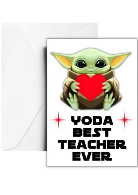 BABY YODA BEST Teacher Greetings Card End Of Term Teachers Cards EUR 4