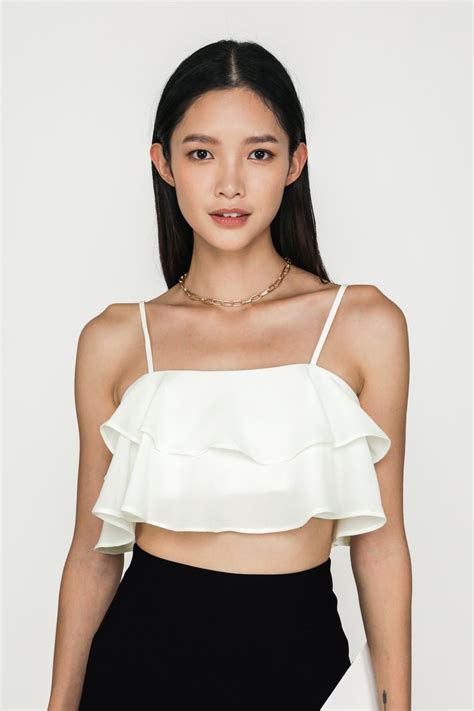 Kallie Ruffles Crop Top White The Tinsel Rack