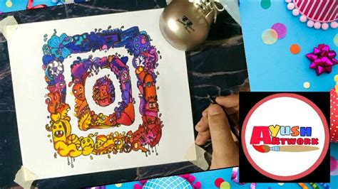 How To Draw Instagram Logo In Doodle Stylelearn Easy Doodling Youtube