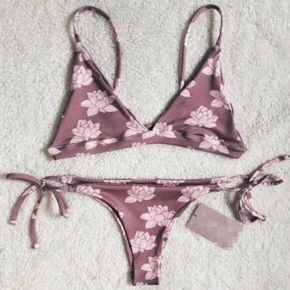 Floral Spaghetti Strap Sexy Beach Bikini On Luulla
