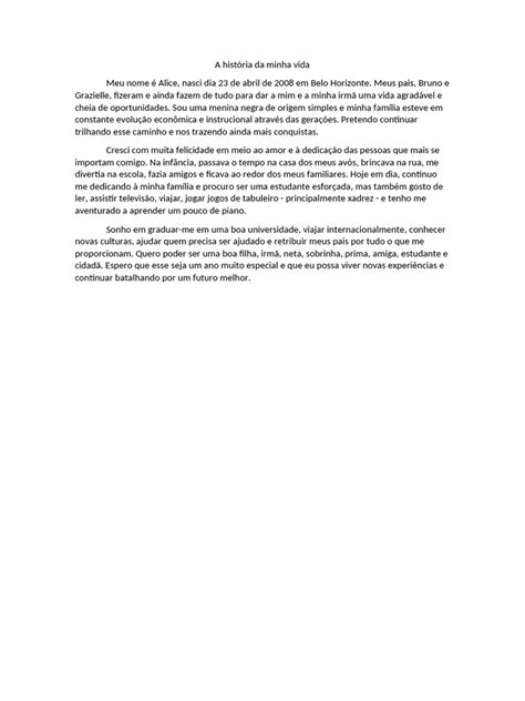 Minha Historia De Vida - Minha História de Vida: Alice | PDF