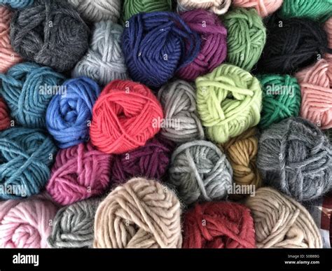 colourful knitting wool stock photo alamy